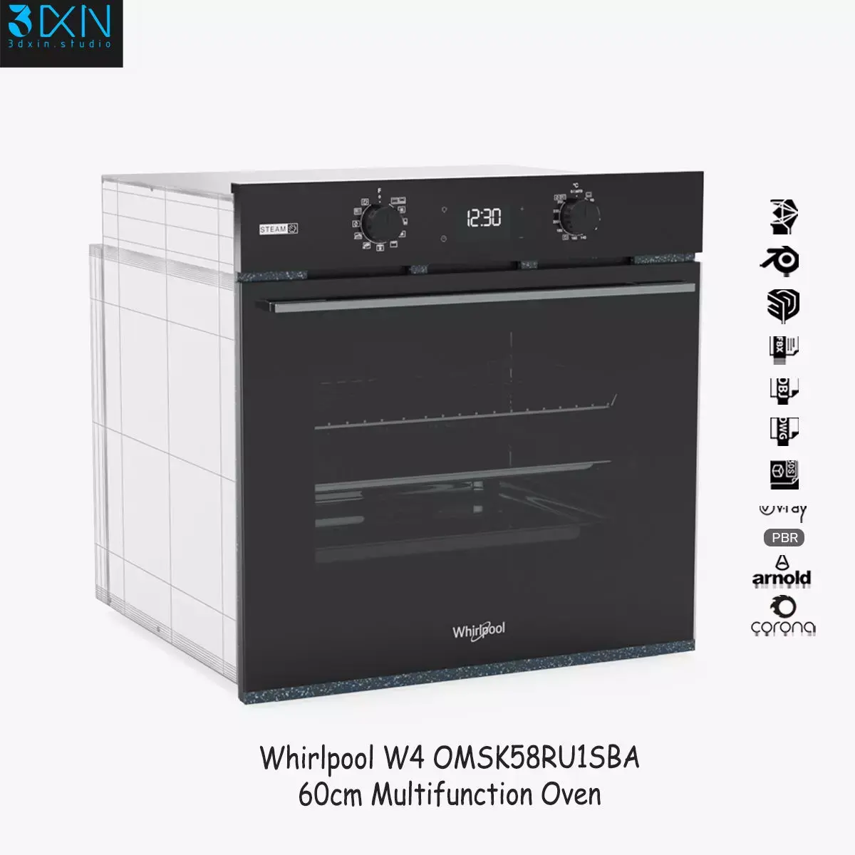 Whirlpool W4 OMSK58RU1SBA 60cm Multifunction Oven 3D model