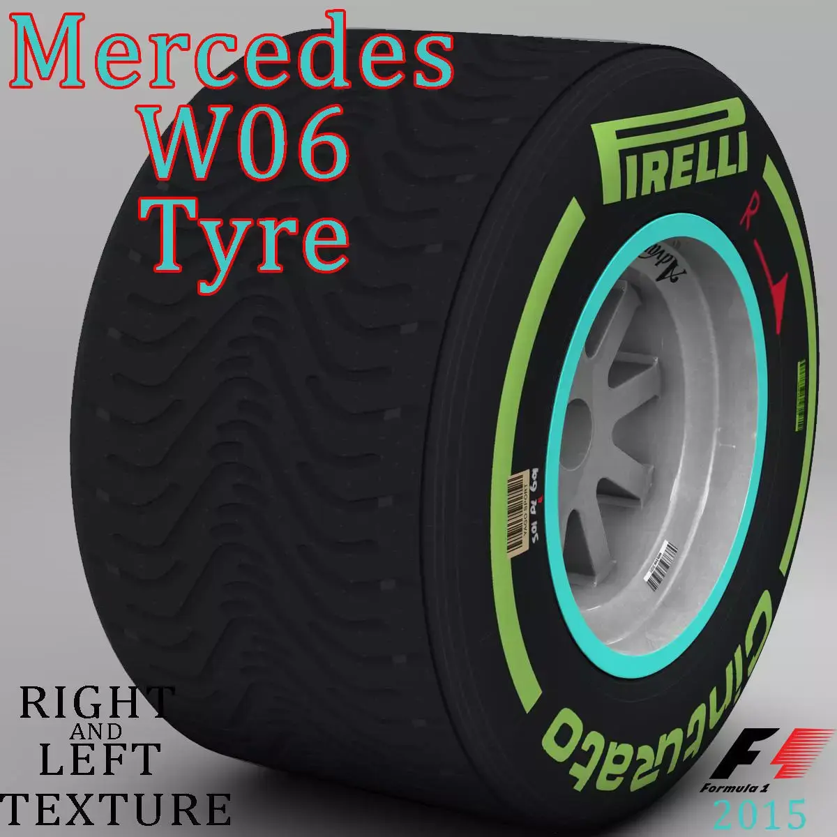 W06 Intermediate rear tyre Low-poly 3D model
