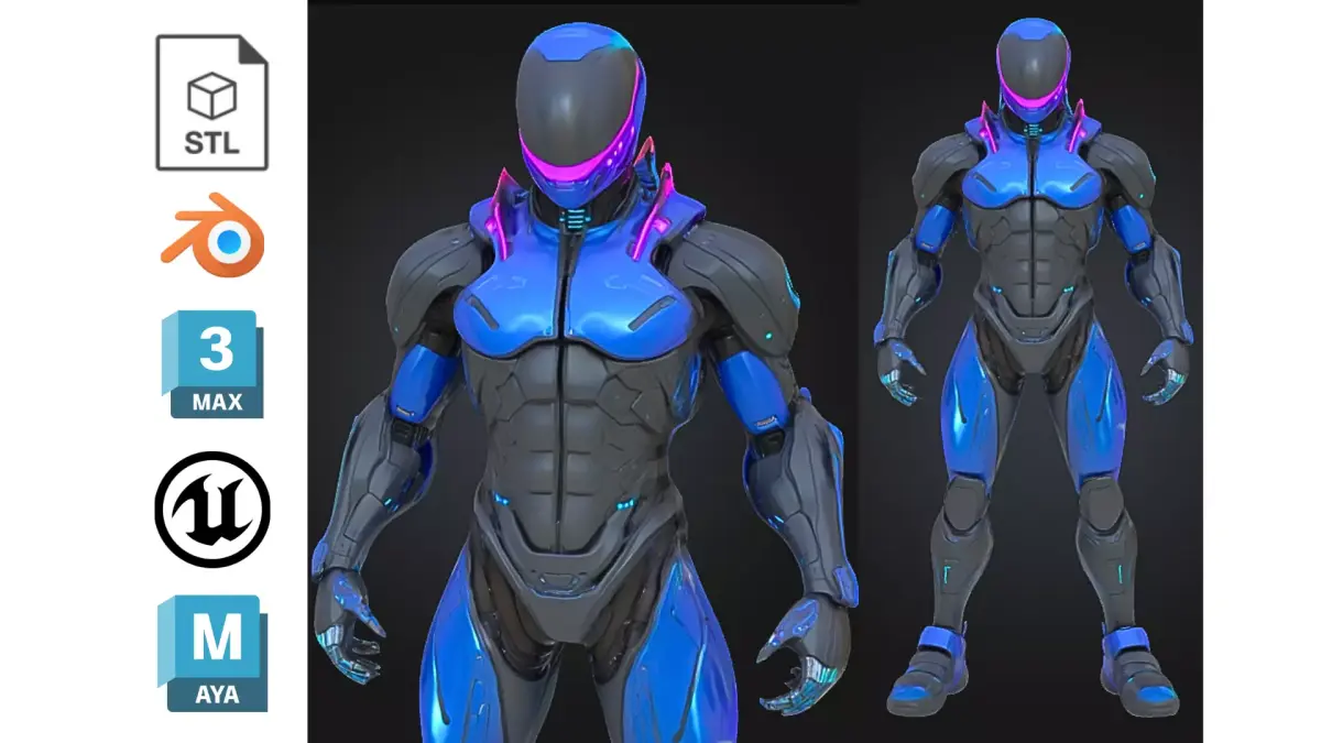 Futuristic Cyborg Soldier Low-poly 3D model