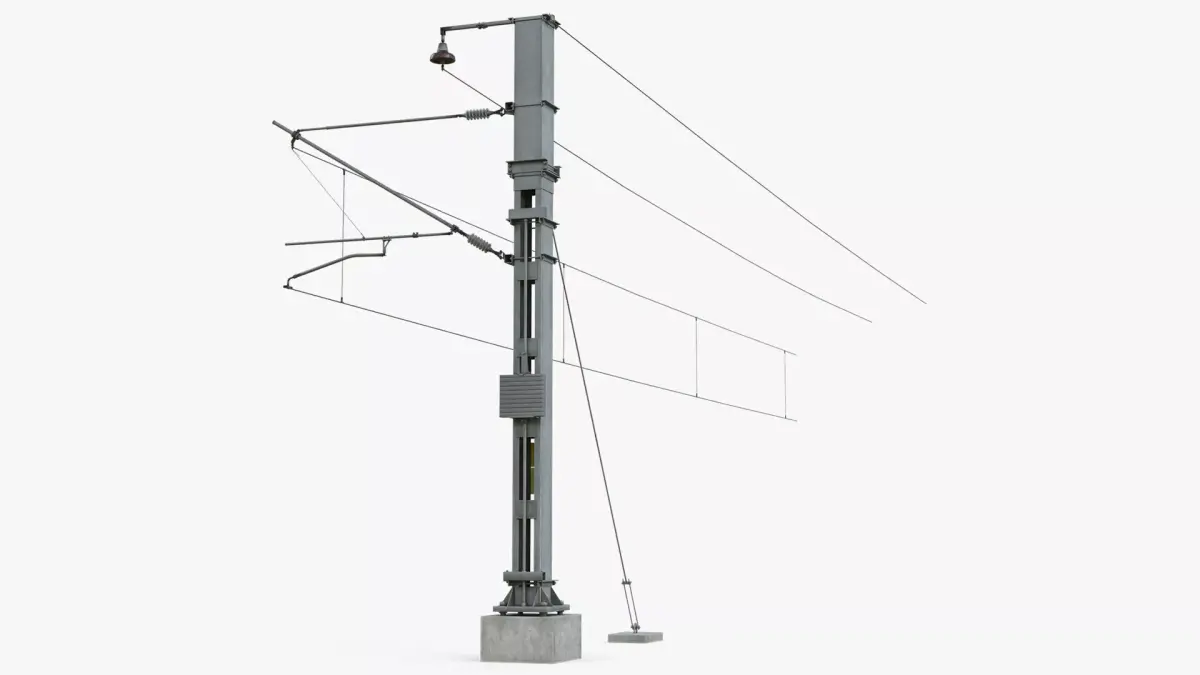 Railway Cantilever Catenary Pole Gray 3D model