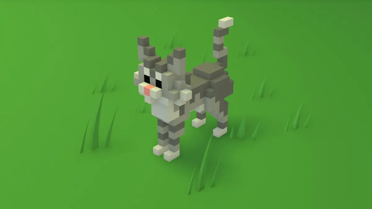 Voxel Cartoon Cat game ready Low-poly 3D model
