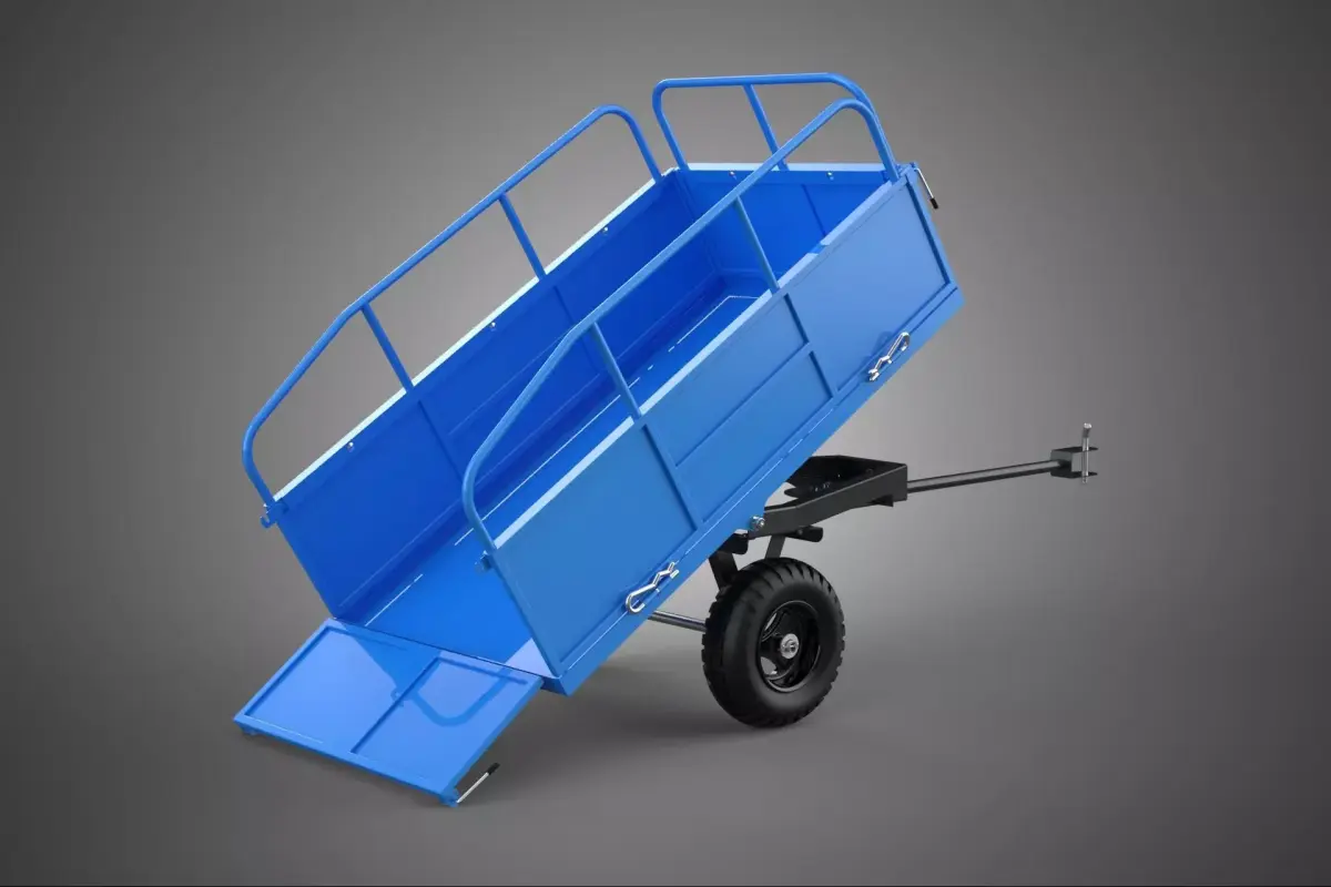 TIPPING DUMP TRAILER CARGO CART WAGON TRACTOR LAWN MOWER GARDEN 3D model