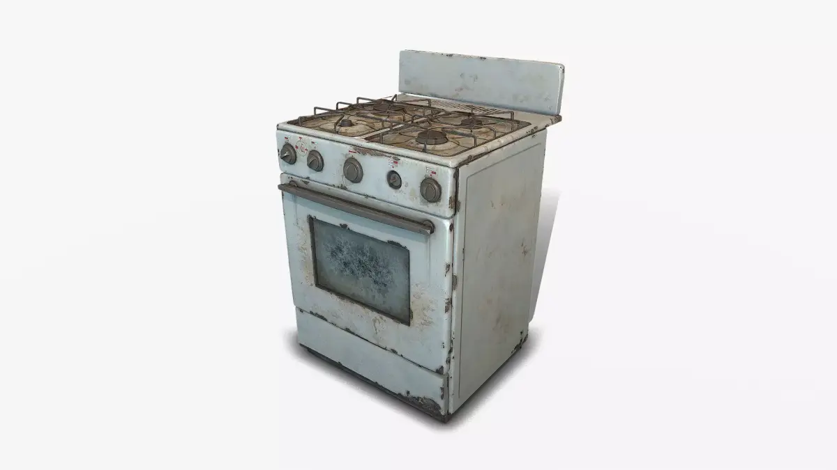 Old stove gas Low-poly 3D model
