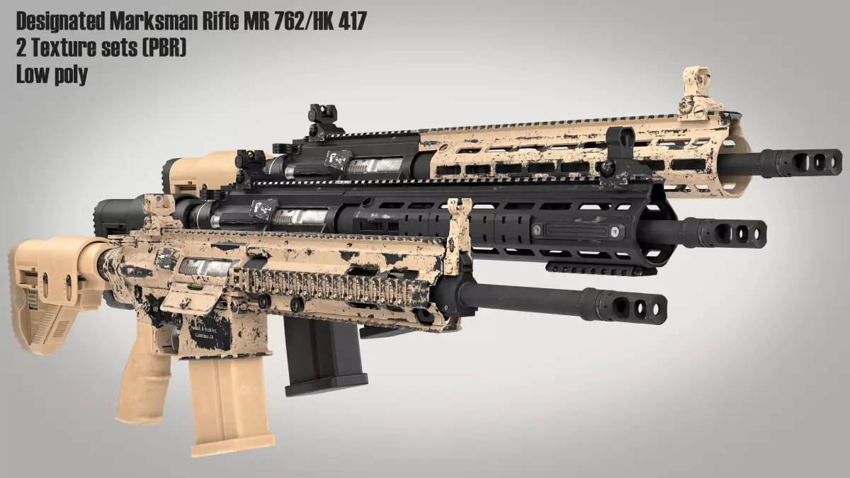 MR 762 Designated Marksman Rifle Low-poly 3D model