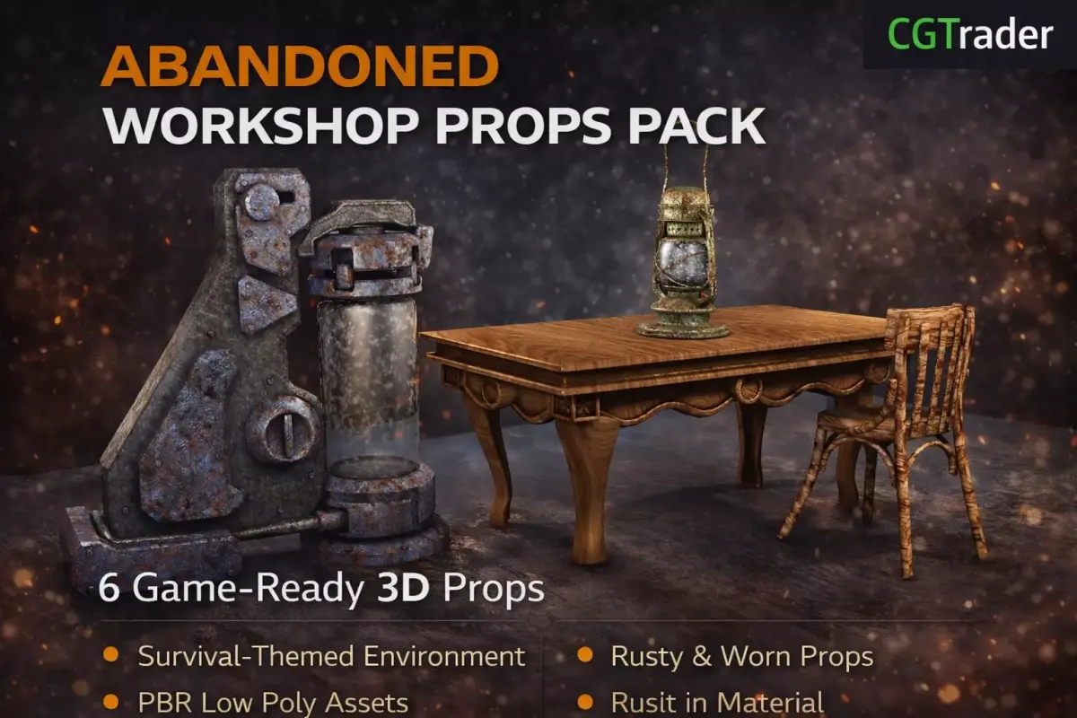 Abandoned worksho props pack 3D model