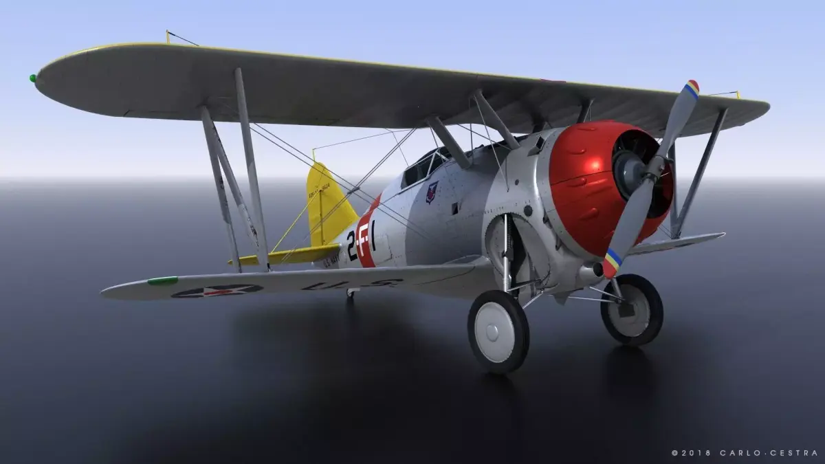 F2F-1 USS Lexington CV-2 1935-36 Low-poly 3D model
