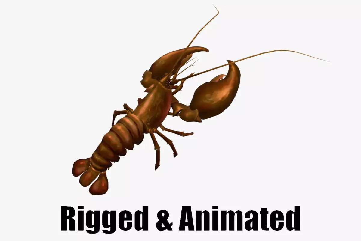 Animated crayfish Low-poly 3D model