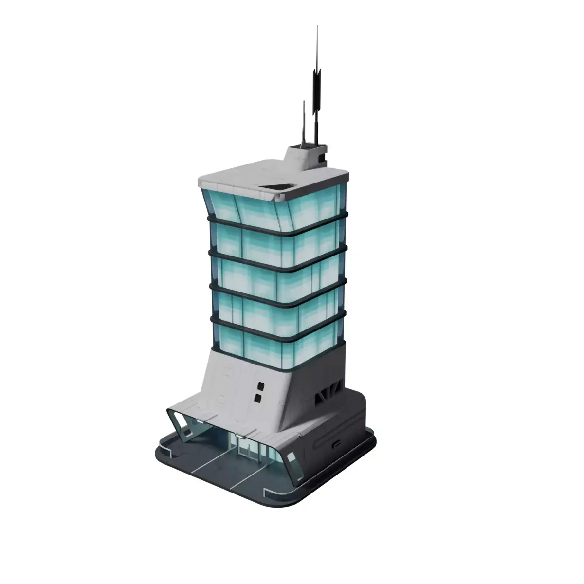Sci-fi Office Building Low-poly 3D model