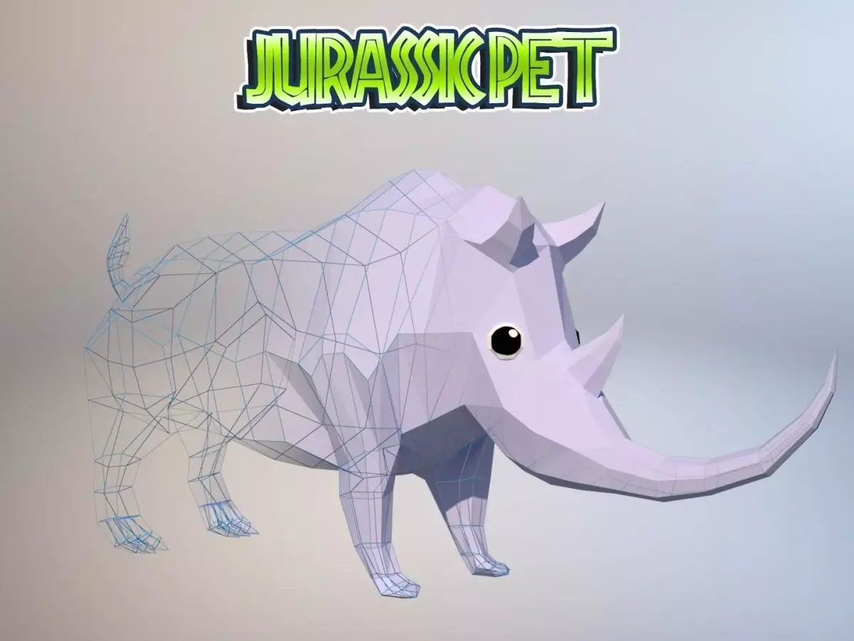 Woolly rhinoceros Low-poly 3D model