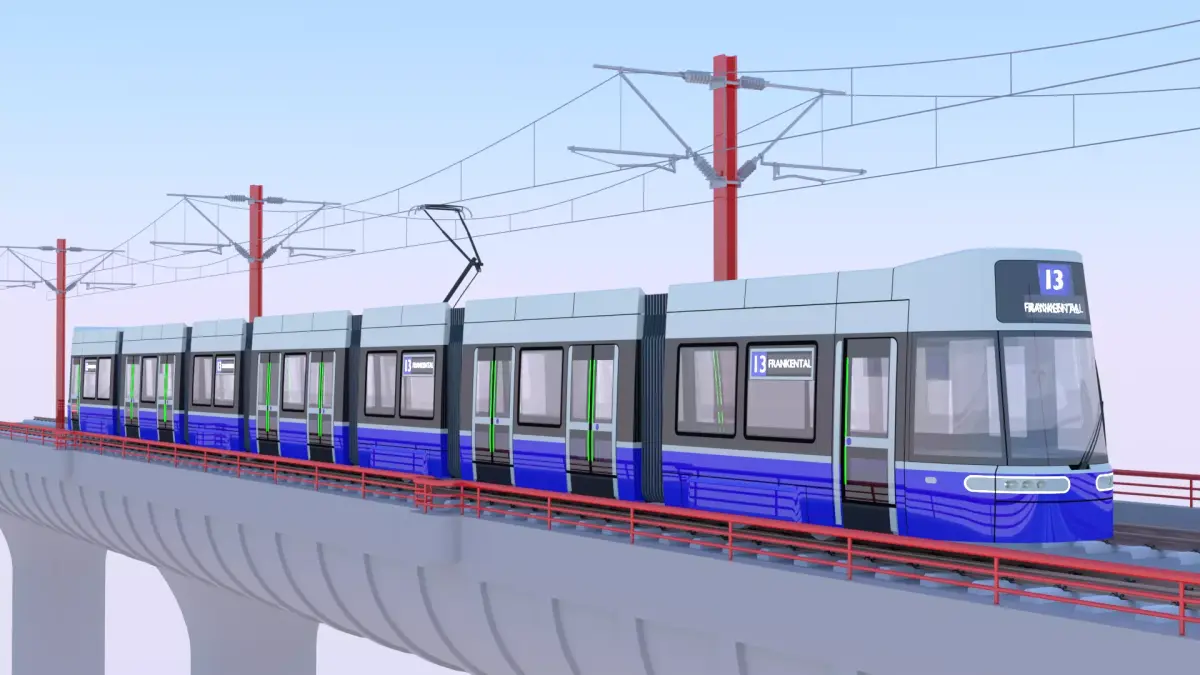 Bridge with Zurich tram 3D model