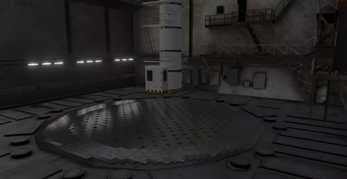 RBMK-1000 Nuclear Reactor Central Hall And Refueling Machine 3D model
