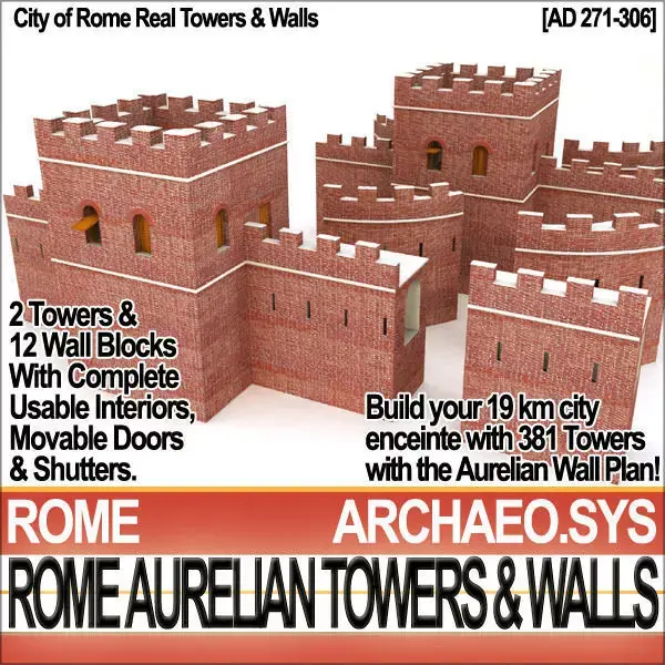 Rome City Towers Walls Aurelian 3D model