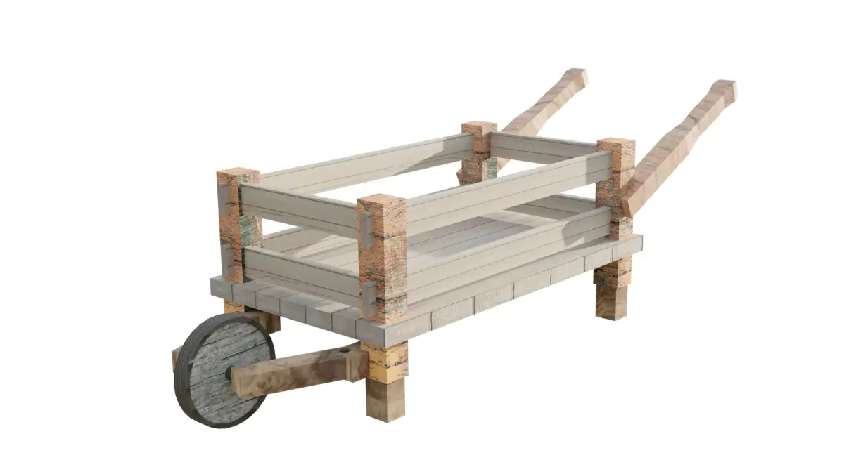 Wooden Wheelbarrow Low-poly 3D model get