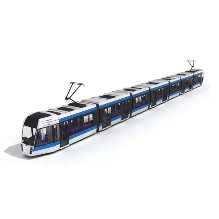 Silver And Blue Tram 3D model