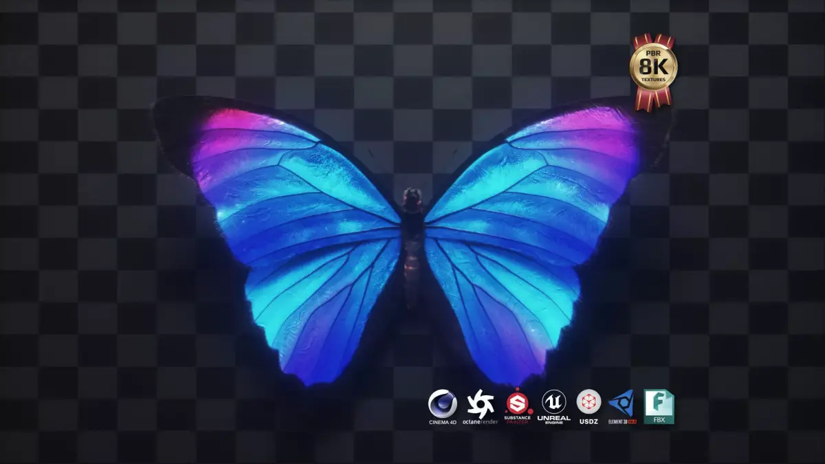 Blue Morpho Butterfly Low-poly 3D model buy