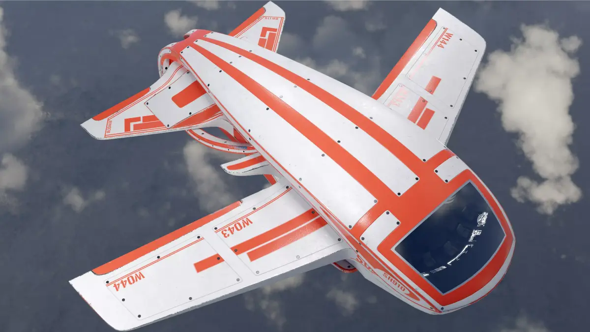 Futuristic airplane  Low-poly 3D model
