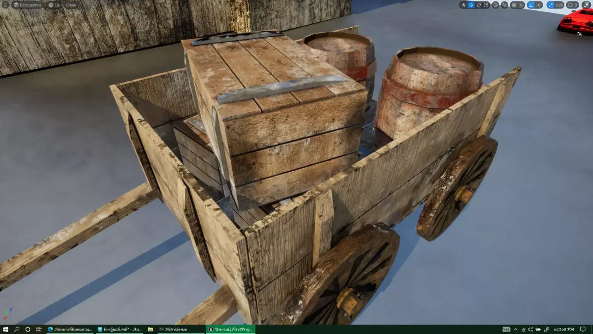 wooden cart 3D model 3