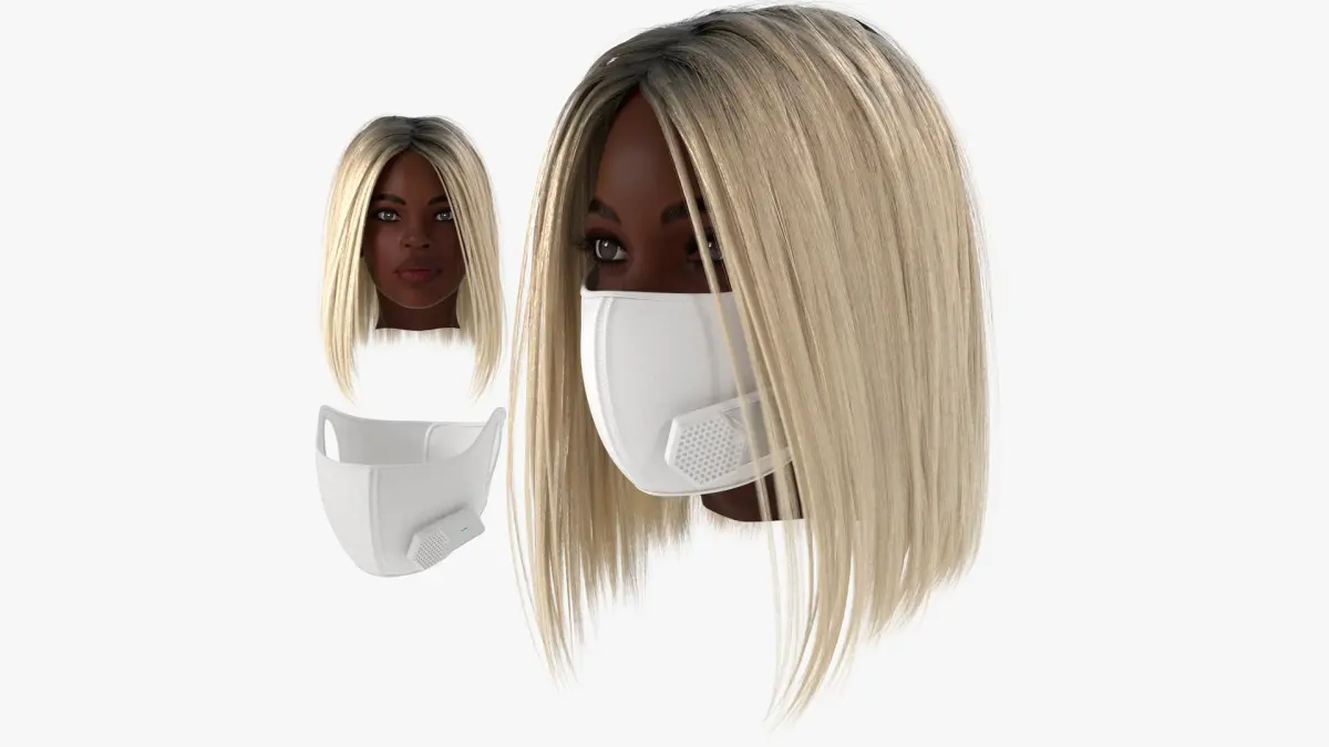 Electronic Air Purifier Mask on Female Face 3D model