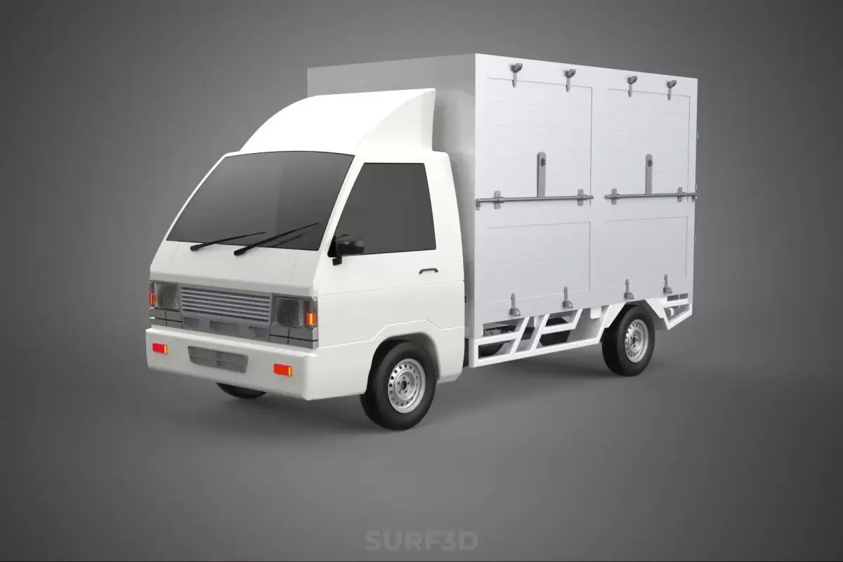 COMPACT WHITE BOX CARGO DELIVERY TRUCK URBAN REGIONAL DELIVERIES 3D model