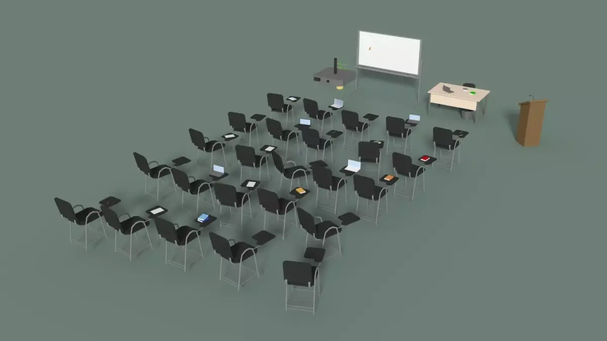 Low Poly Office Conference Hall Low-poly 3D model