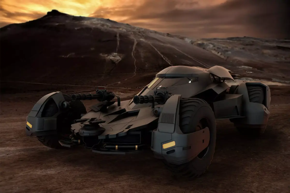 The Batmobile in desert 3D model