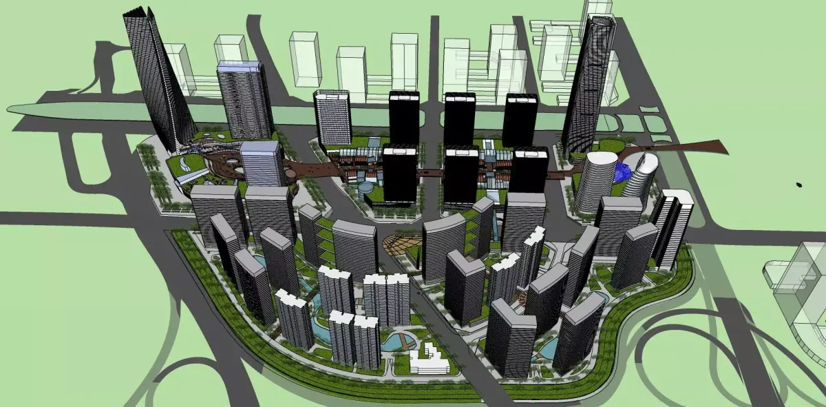 15 COMMERCIAL BUILDING CLUSTER AROUND CITY 3D model