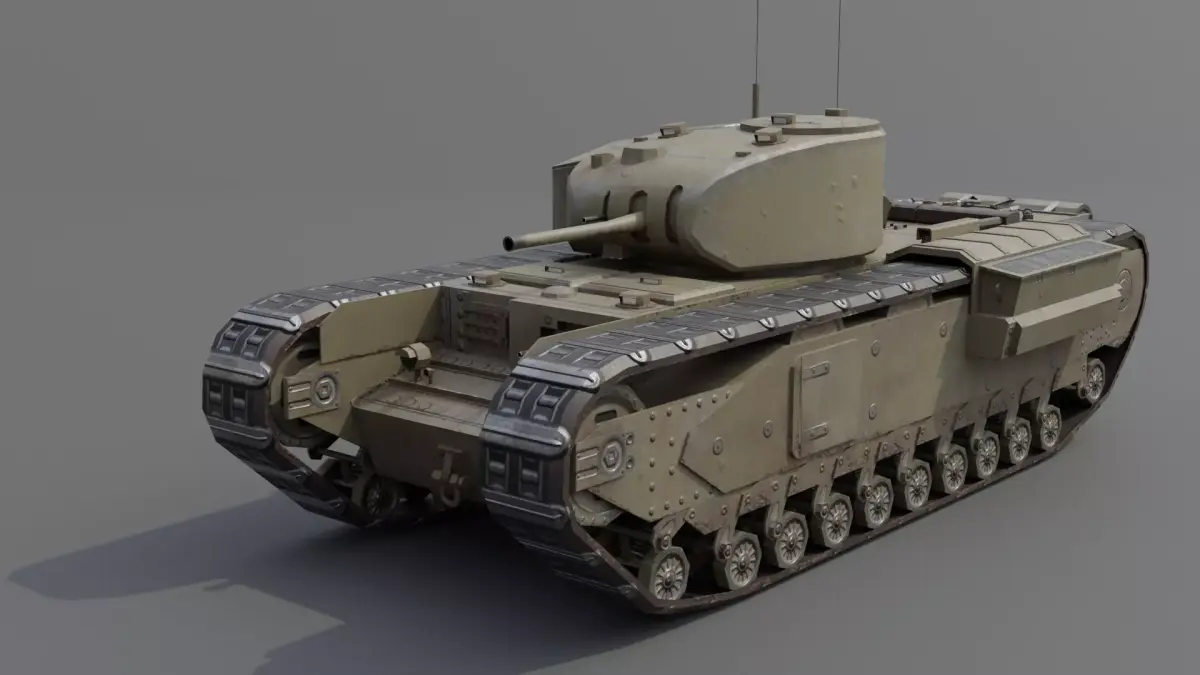 Churchill MK II Infantry Support Heavy Tank Low-poly 3D model