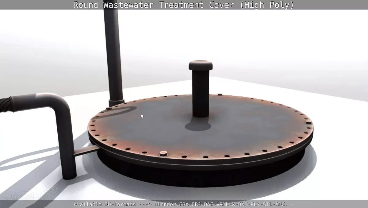 Round Wastewater Treatment Cover High-Poly Version 3D model