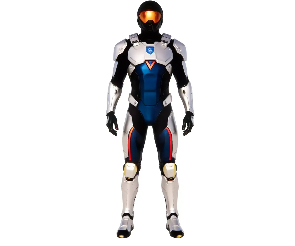 Metallic Blue Futuristic Combat Suit 3D model