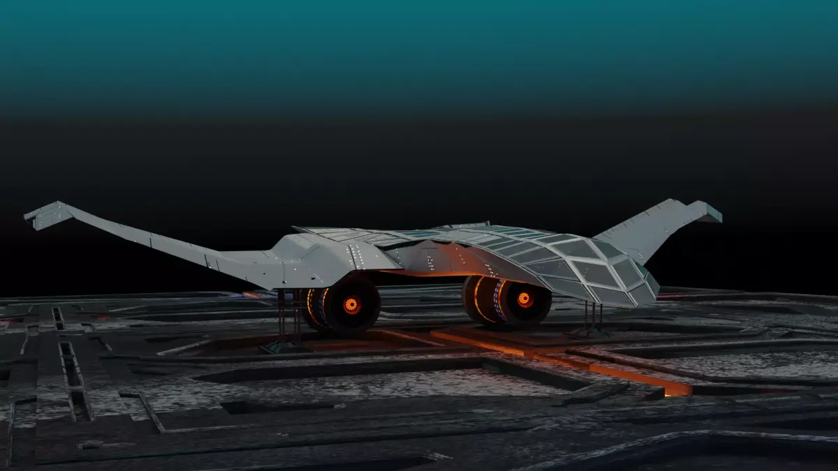 SpaceJet D-111 Starship Sci-fi  Low-poly 3D model