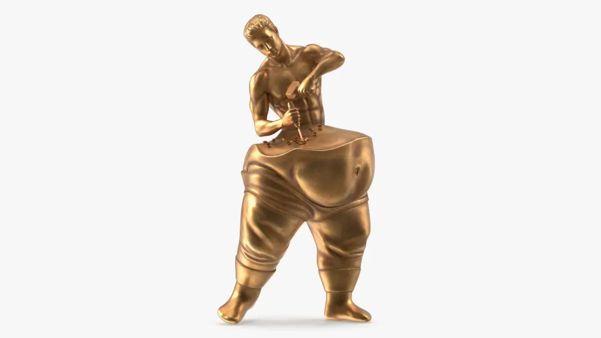 Conceptual Man Sculpting Body Statue Bronze 3D model