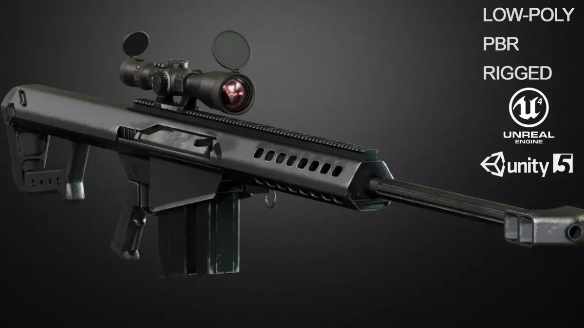 M82 Barrett Low-poly 3D model