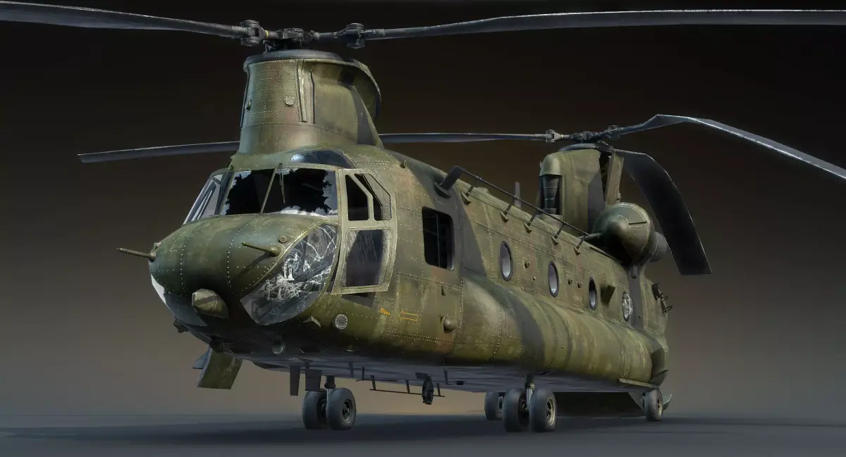 CH-47 Chinook Wrecked Low-poly 3D model