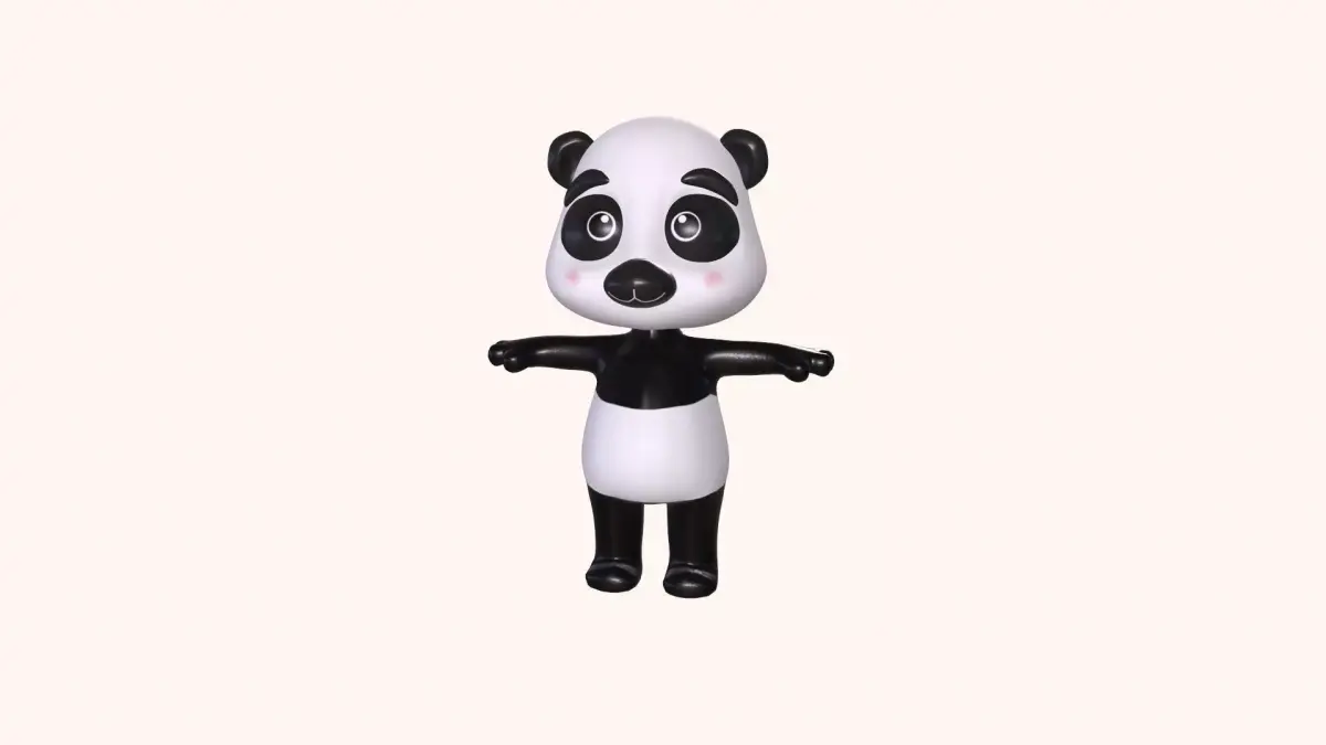 Cartoon 009 Character Panda Cute  Low-poly 3D model