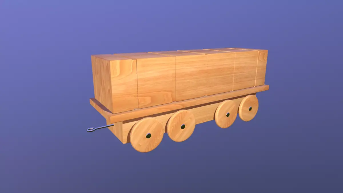 Wooden Toy Train - Container Wagon 001 Low-poly 3D model