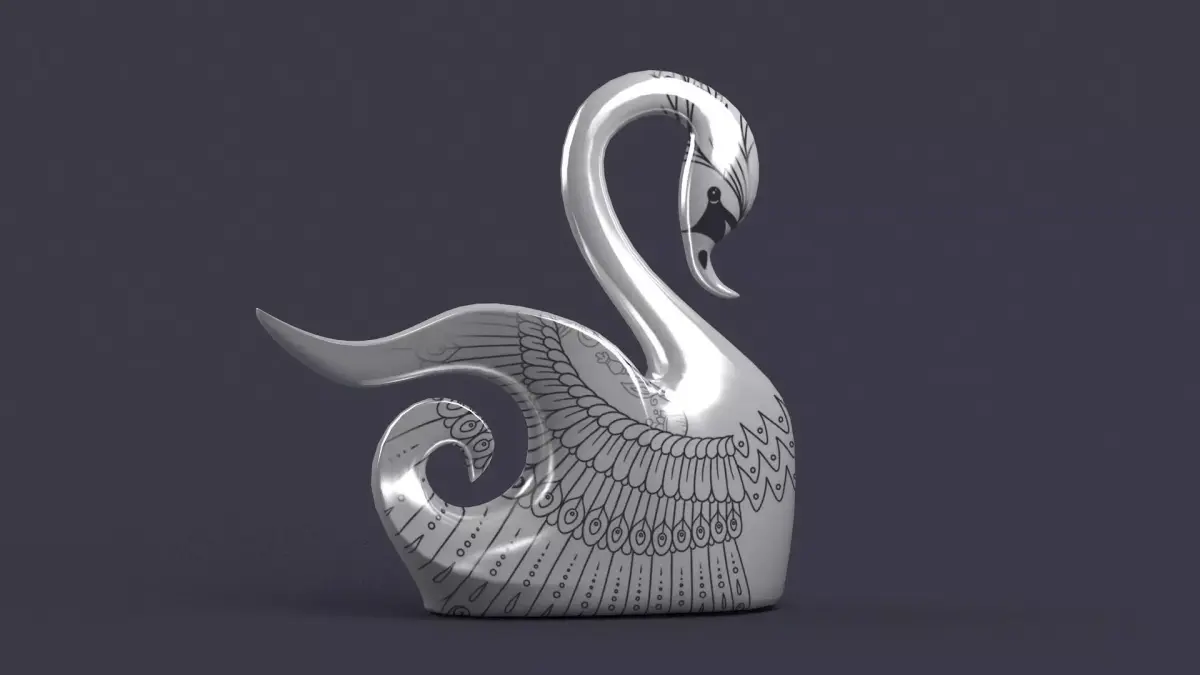swan birds art sculptures beak sky flying sparrow  3D model