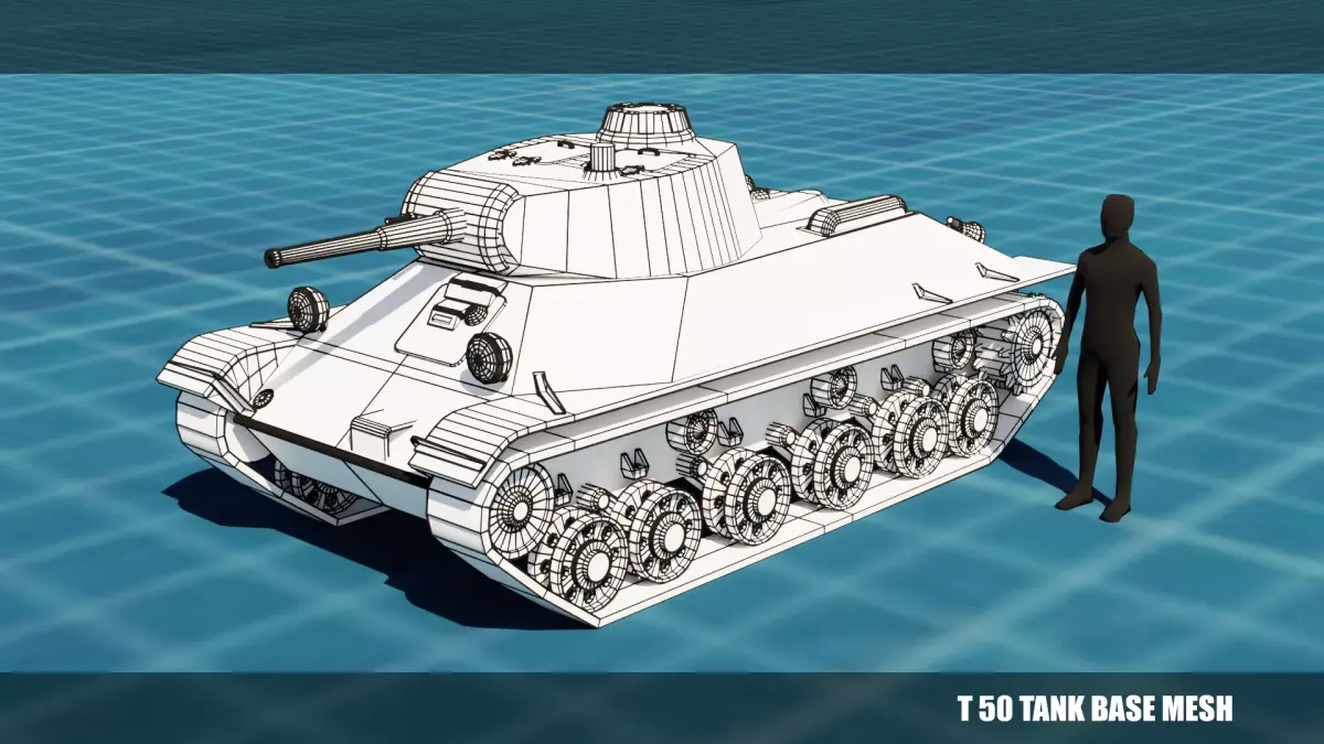 T 50 Tank Base Mesh Low-poly 3D model