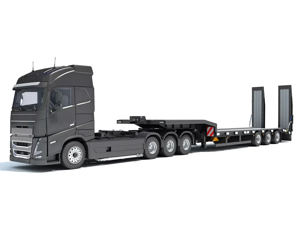Truck with Platform Trailer 3D model shop