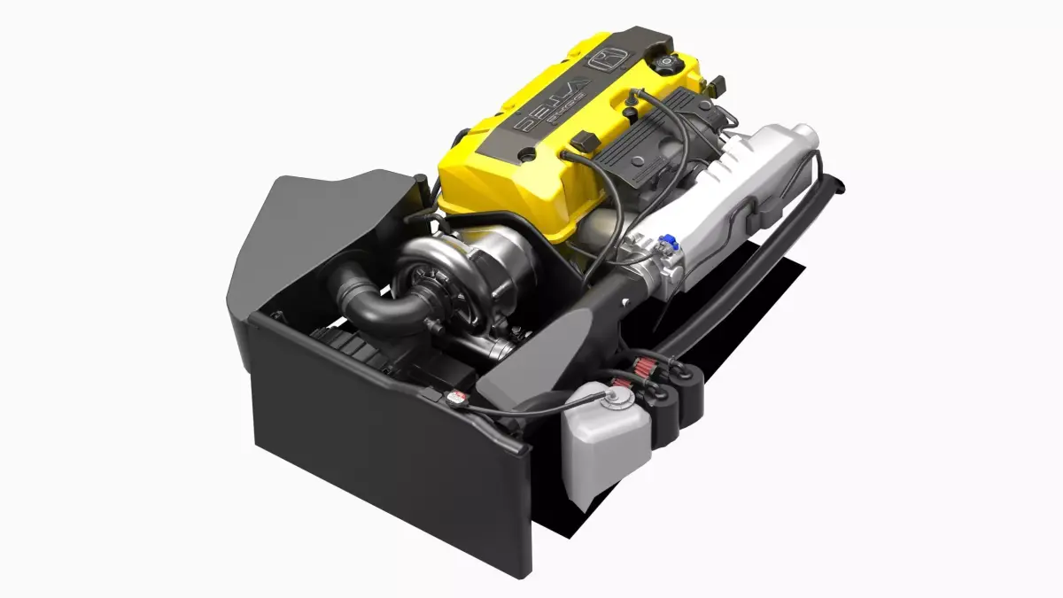 Honda F20C S2000 Supercharged Engine Low-poly 3D model