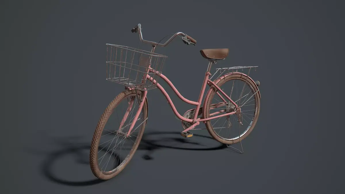 Classic Pink Bicycle Low-poly 3D model