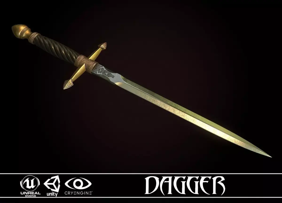 Medieval Dagger - game ready model Low-poly 3D model