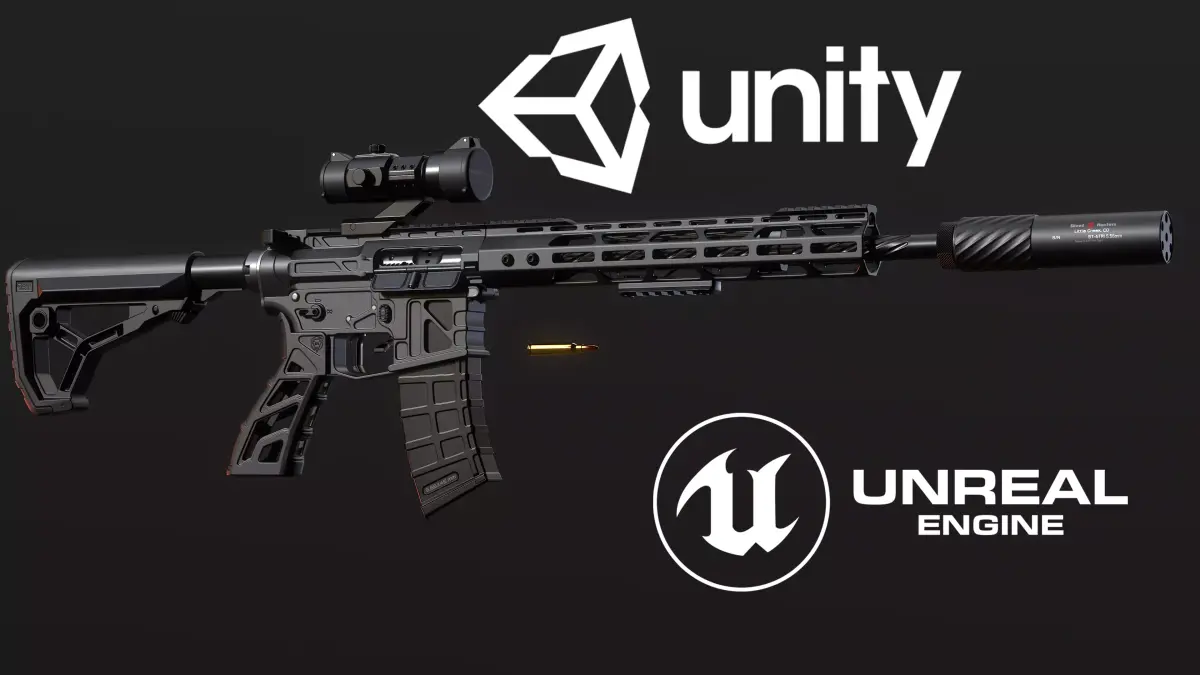 Lightweight AR-15 Low-poly 3D model