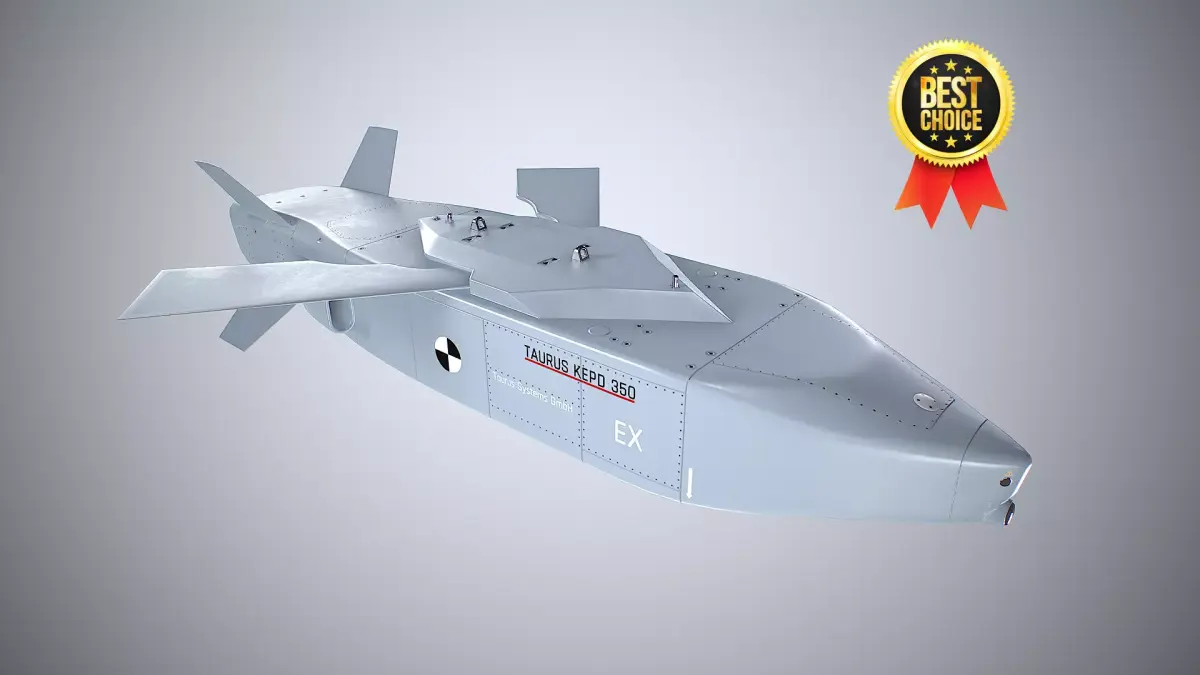 Taurus KEPD 350 air-launched cruise missile gray color Low-poly 3D model