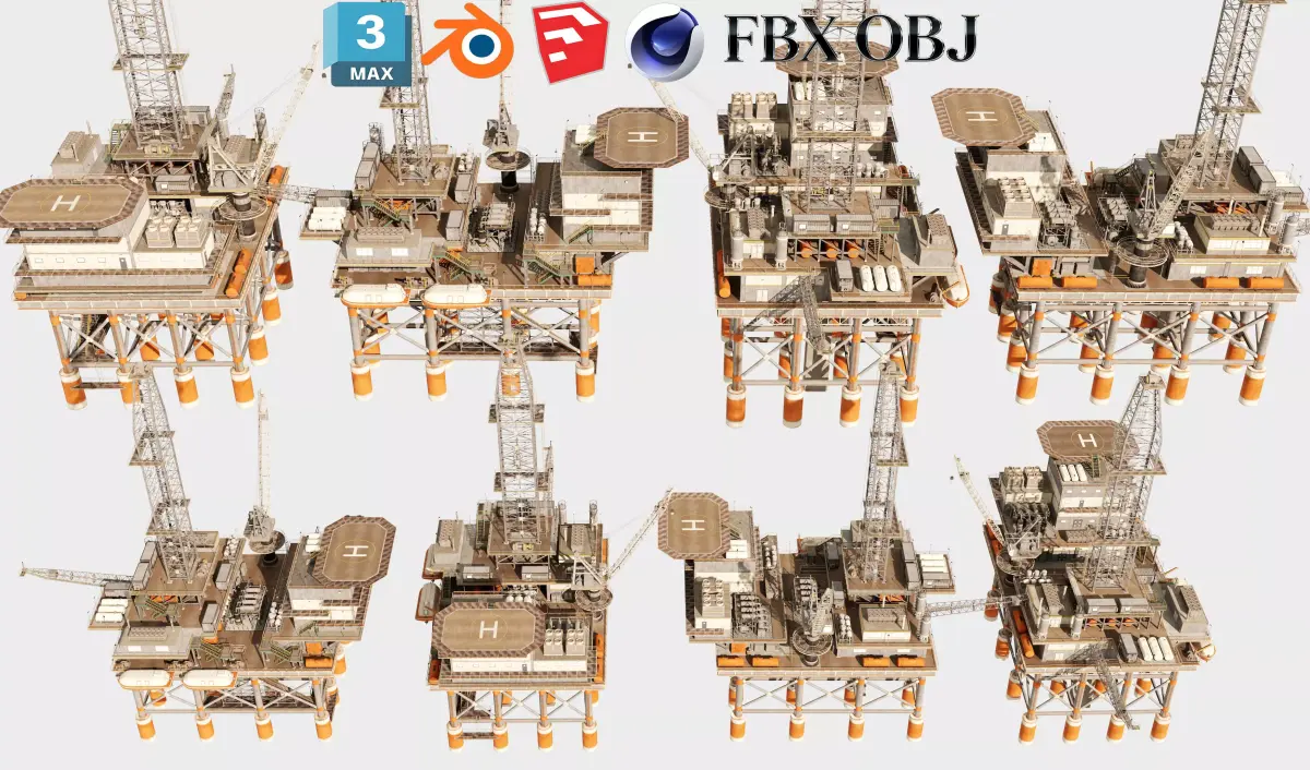 Oil Platform 3D model 2