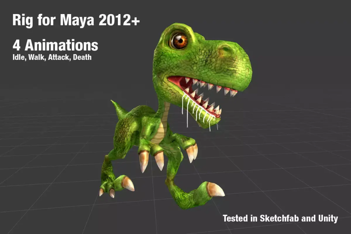 Low-Poly Cartoon Dinosaur Low-poly 3D model