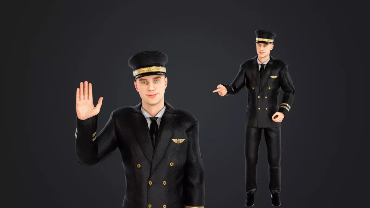 Aircraft pilot Low-poly 3D model
