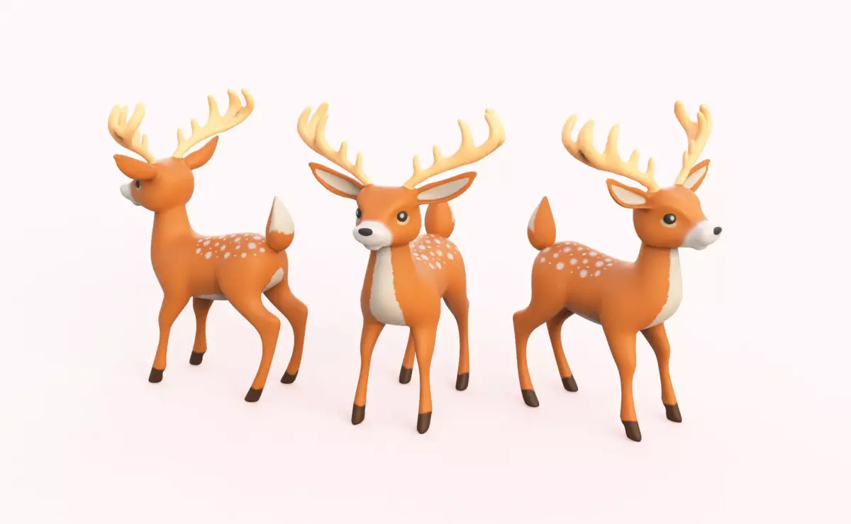 Cartoon Reindeer Cute Low-poly 3D model