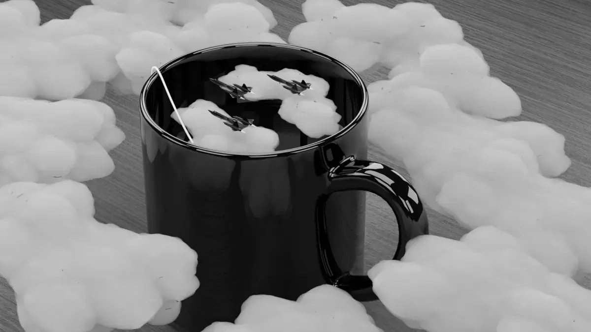Tea Blackbird Jets and Clouds scene 3D model