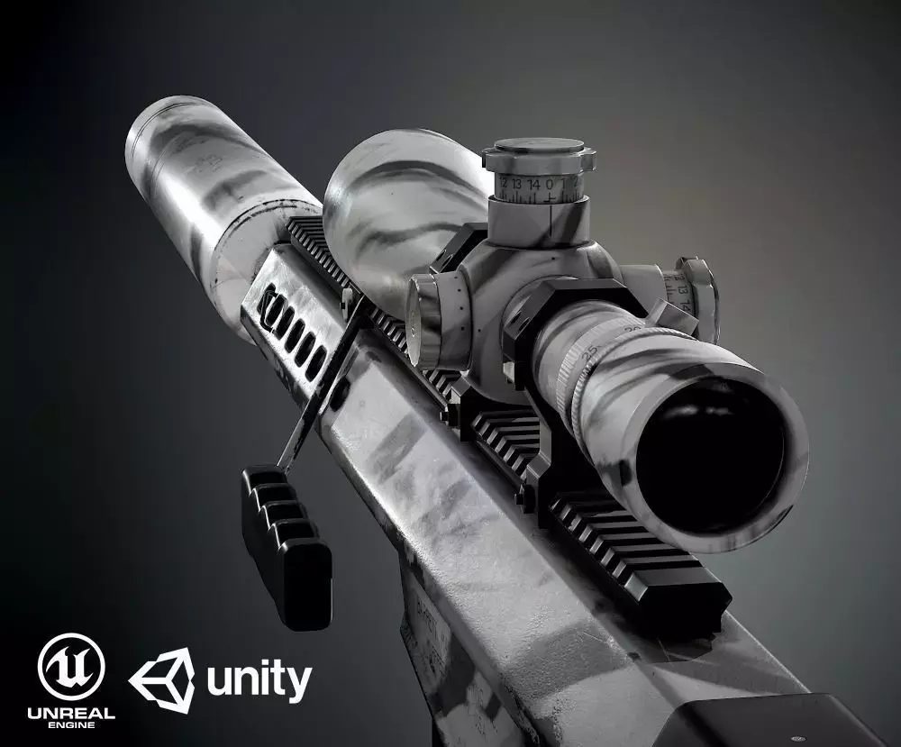 Barret M82A1 PBR Low-poly 3D model