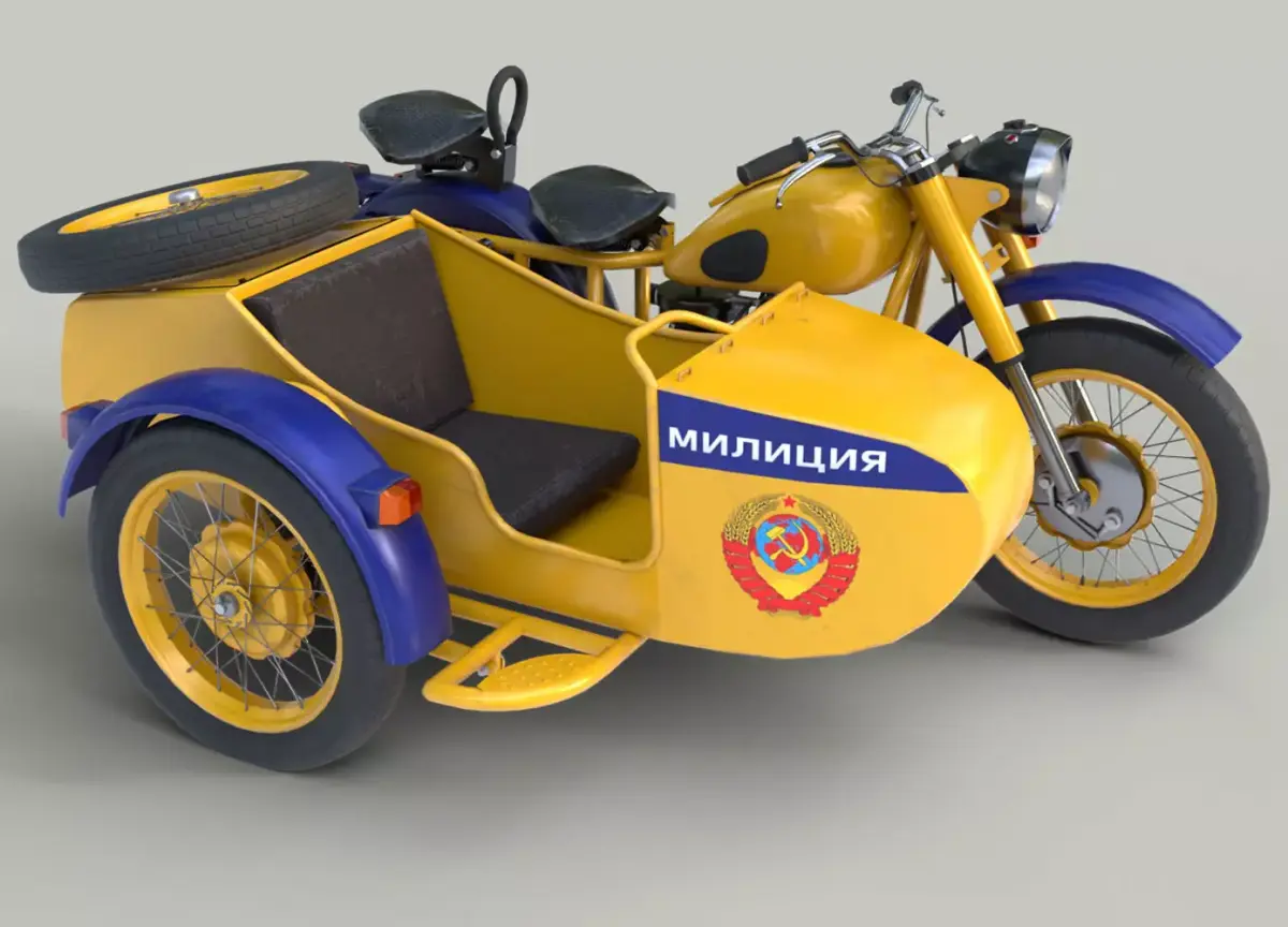 Heavy patrol motorcycle M-67-36 Ural Low-poly 3D model